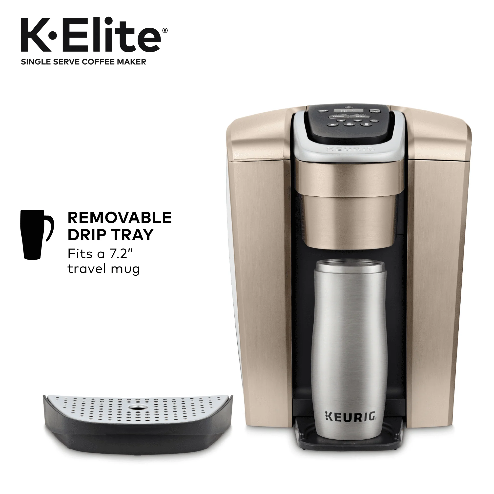 Keurig K-Elite, Single Serve K-Cup Pod Coffee Maker, Brushed Gold