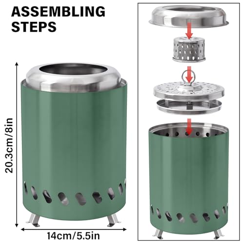 HGD 20 inch Smokeless Firepit Outdoor, Stainless Steel Fire Pit, Smokeless Fire Pit for Outside with Carry Bag for Camping Backyard Patio Garden Picnic