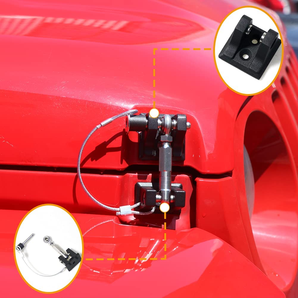 BESTAOO Hood Latches for 2018-2022 Jeep Wrangler JL JLU & Gladiator JT, Anti-Theft Aluminum Hood Lock Catch Latches Kit, Eliminates Hood Flutter, 1 Pair