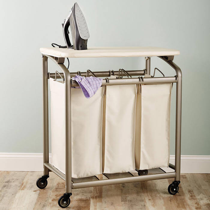 Seville Classics 3-Bag Laundry Sorter with Folding Table