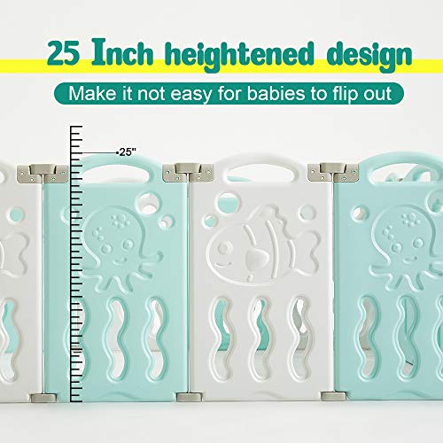 Albott Baby Fence Foldable Toddler Playpen Kids Safety Play Center Yard Baby Playpen, Adjustable Shape, Portable Design for Indoor Outdoor Use(18 Panels)