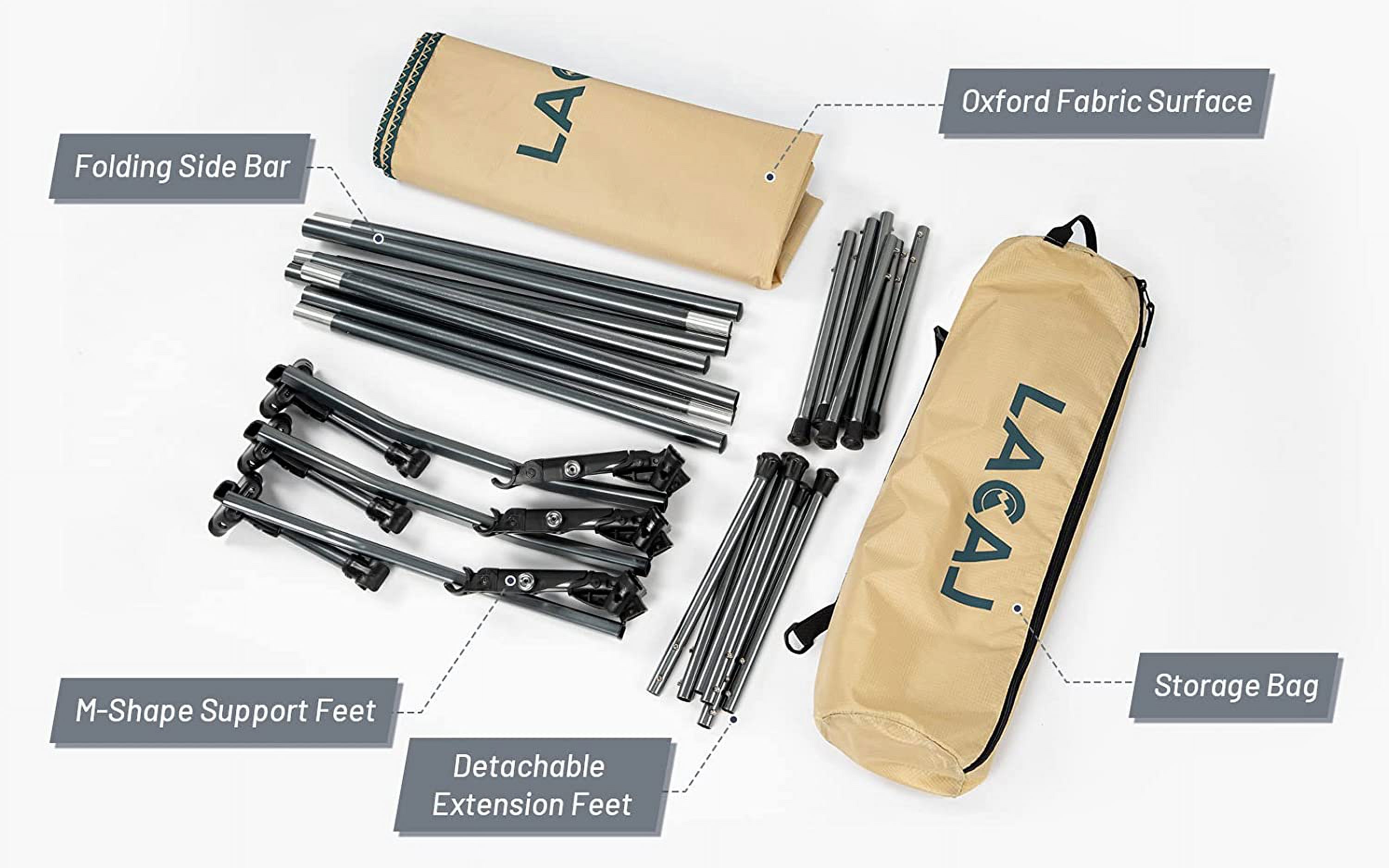 Foldable High/Low 2 Modes Camping Cot with Side Pocket, Extend Legs, Storage Bag, Ultralight & Durable Backpacking Travel Tent Cot, Easy to use for Woman & Man