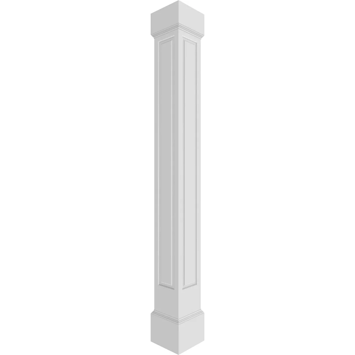 Ekena Millwork 10"W x 9'H Premium Square Non-Tapered Raised Panel PVC Endura-Craft Column Wrap Kit, Mission Capital & Base