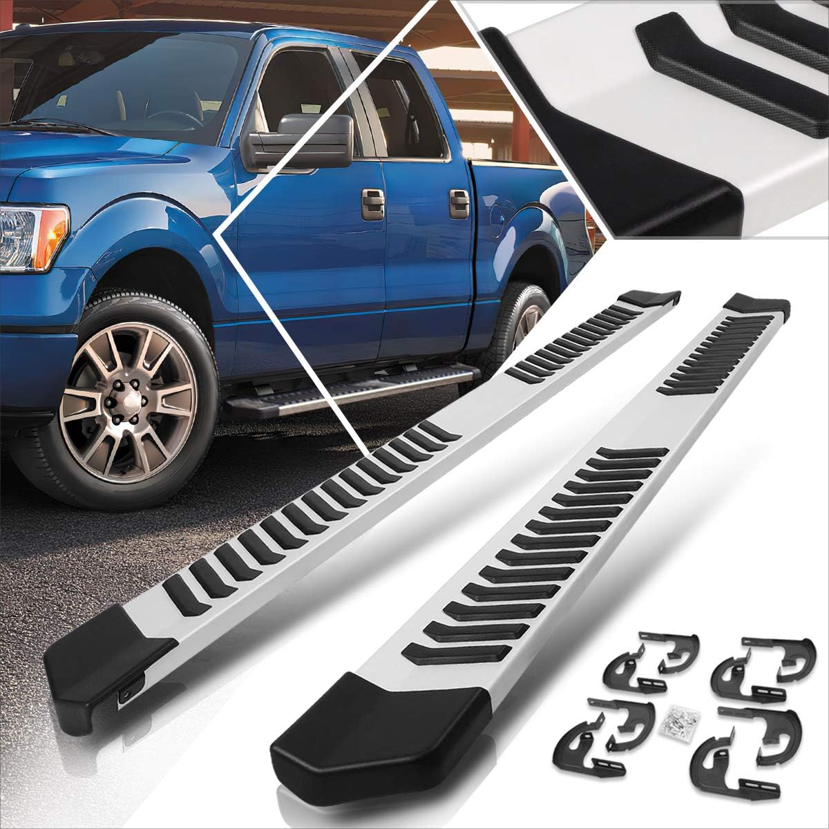 6 Inch Alulminum Running Boards/Side Steps/Nerf Bars Compatible with 04-14 Ford F150 Crew Cab