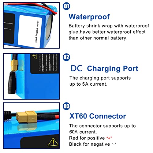 36V/ 48V Ebike Battery Electric Bikes Li-ion Battery Pack Lithium E-Bike Battery w/ 2A Charger for 200W-1000W Electric Bicycles Motor Kits