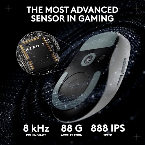 Logitech G PRO X Superlight 2 DEX Wireless Gaming Mouse, 60g pro-Grade Right-Handed Mouse with 5 programmable Buttons, USB-C Charging, 44k DPI Sensor, up to 8 kHz Polling for PC/Mac - White