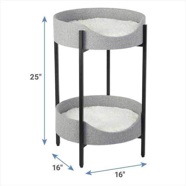 Frisco Elevated Modern Wrought Iron Cat Bed with Long Faux Fur Cushion - Pet Supplies online store