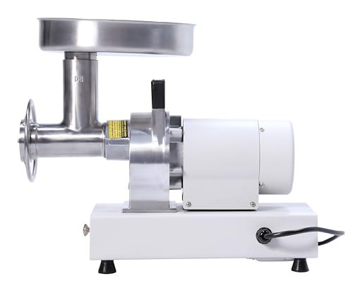 MEAT! 1 HP Dual Meat Grinder with 3 Stuffing Tubes, 2 Stainless Steel Grinding Plates, and a Stainless Steel Stuffing Plate for Making Ground Meat