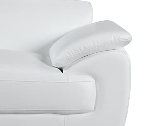 4571 Veal Collection Leather Upholstered Modern Living Room Chair, Loveseat, Sofa, White