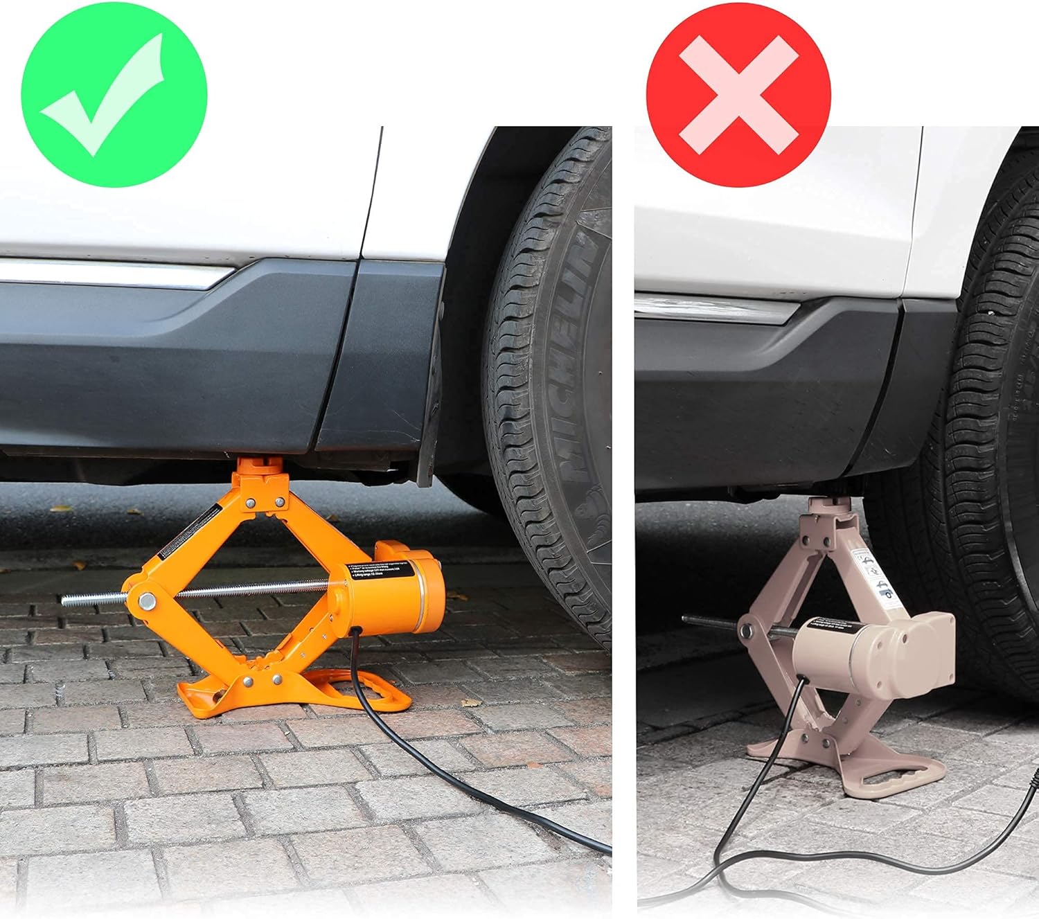 BEETRO 2 Ton (4400 lbs) Electric Car Jack Floor Jack, 12V Scissor Lift Jack Electric Jack for Car SUV Sedan Tire Changing, Lifting Range 4.7-13.8 inch Pack of 2