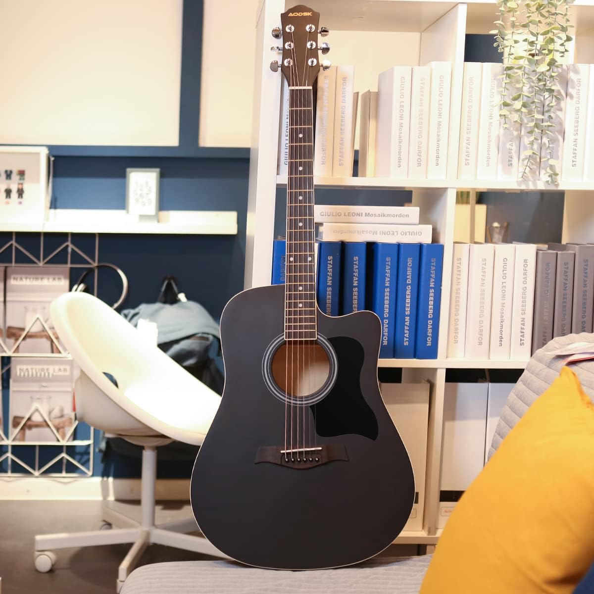 AODSK 41inch Acoustic Guitar Beginner Full Size 41 Inch Guitar+Guitar Foot Stool