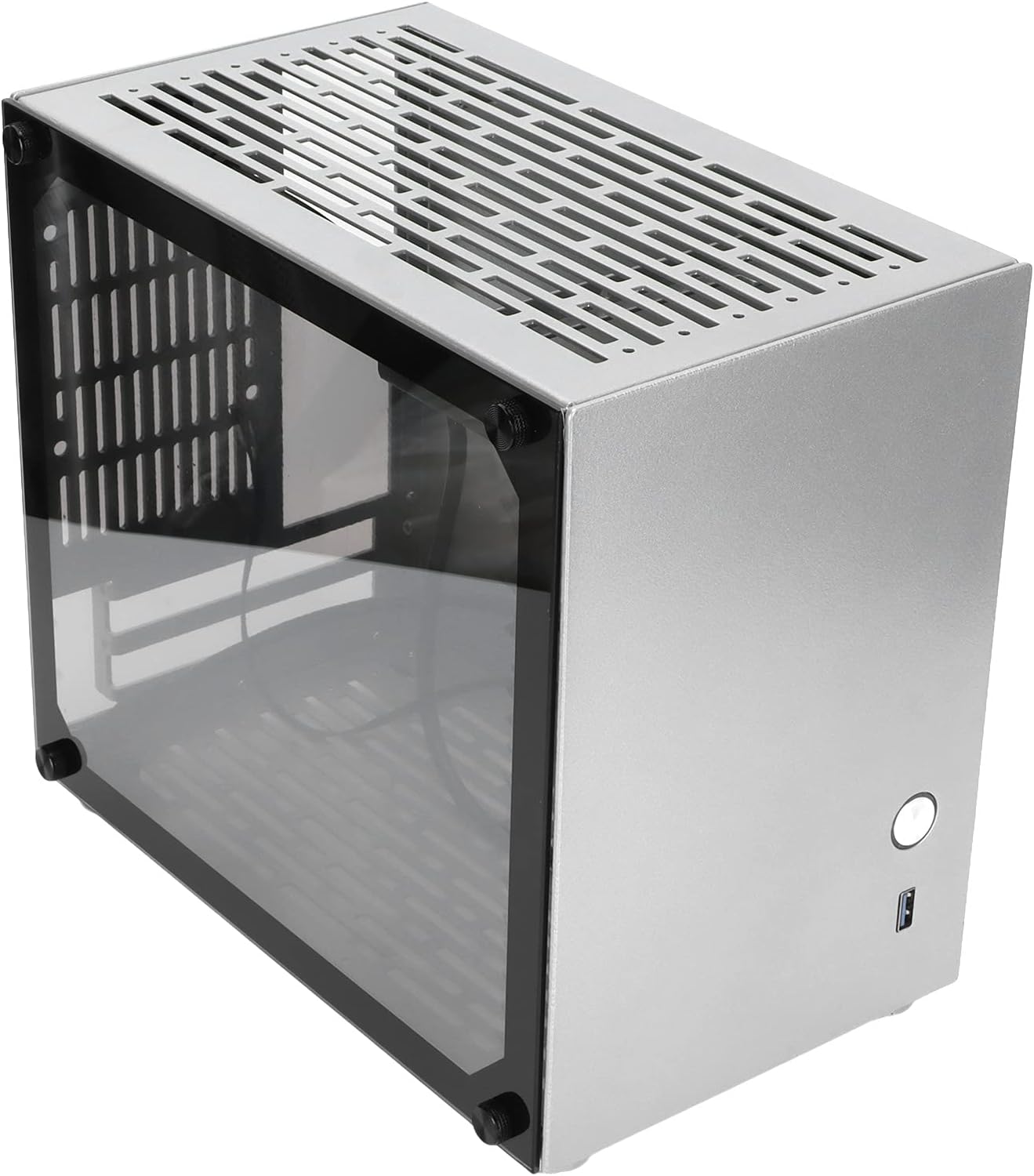 menfad Mini-ITX PC Gaming Case, Computer Case Mini Portable Small Case ITX Motherboard Desktop Computer Host Side Transparent Case for Gaming and Home Use