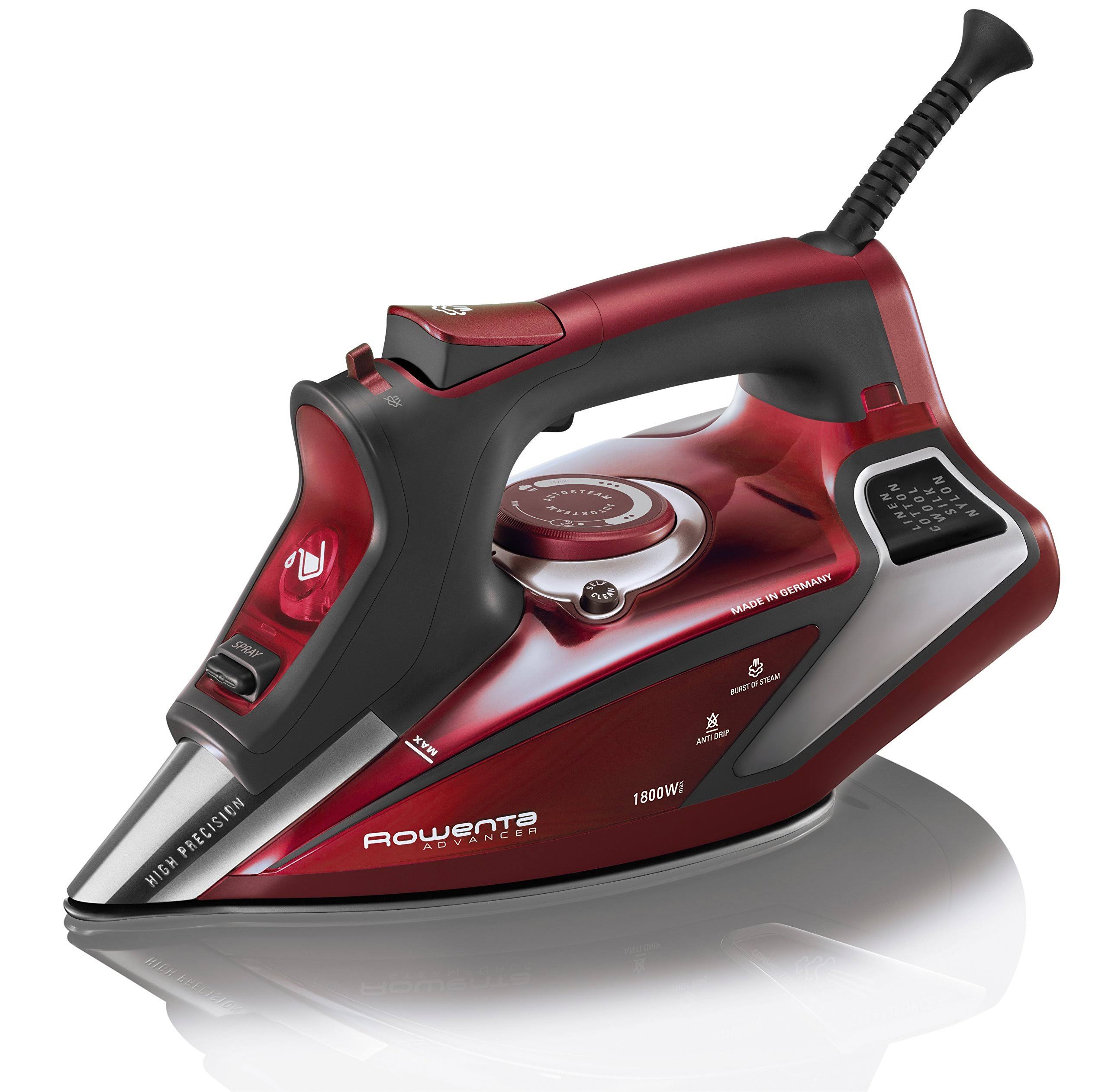Rowenta DW9282 Steam Force 1800-Watt Steam Iron Digital LED Display (Red)