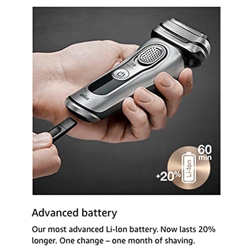 Braun Electric Razor for Men, Series 9 9296CC Electric Shaver With Precision Trimmer, Rechargeable, Wet & Dry Foil Shaver, Clean & Charge Station & Leather Travel Case