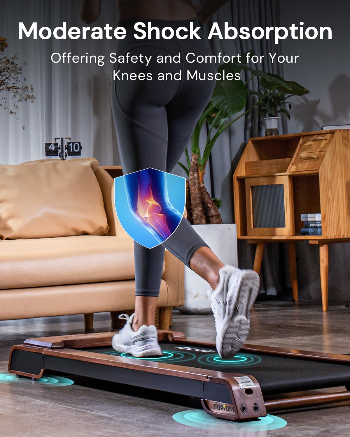 Under Desk Treadmill, Wood Walking Pad with Remote Control 310 lb Capacity, 2 in 1 Walking Treadmill Under Desk for Home Office Use Installation-Free with LED Display
