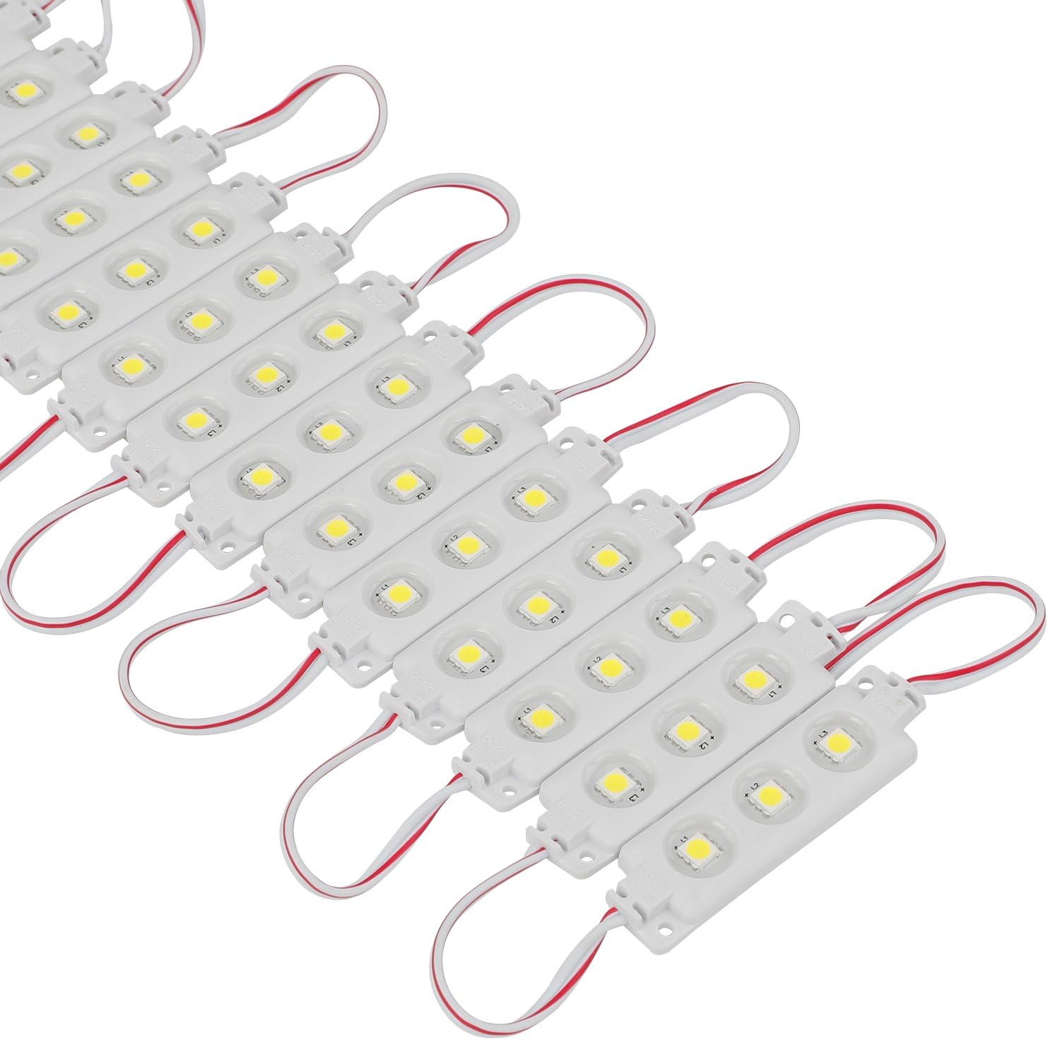 200 PCS 5050 SMD DC12V Injection 3 LED Module White 0.72W Waterproof Decorative Back Light for Letter Sign Advertising Signs with Tape Adhesive Backside Pack of 2