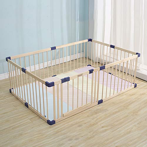 Baby Wooden Playpen,baby Playars, Baby Fence Play Area with Safety Gate, Sturdy Playpen for Babies and Toddlers, Indoor Safety Play Yard (55x79x24 Inches)
