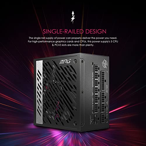 MSI MPG A1000G PCIE 5 & ATX 3.0 Gaming Power Supply - Full Modular - 80 Plus Gold Certified 1000W - 100% Japanese 105°C Capacitors - Compact Size - ATX PSU (Renewed)