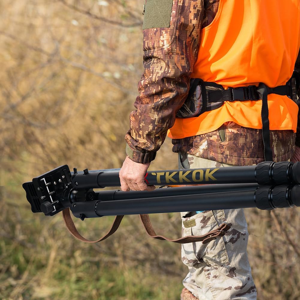 TKKOK D360 pro Hunting Tripods with Aluminum 360 Degree Ball Head, Adjustable Legs, for Hunting Shooting Tripod