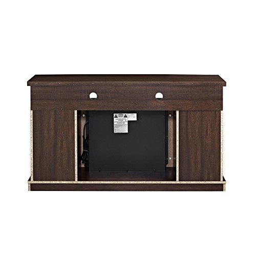 Ameriwood Home Barrow Creek Fireplace TV Stand for TVs up to 60 Inch, Replaceable Electric Fireplace Insert Heater, Remote Control, Timer, Realistic Log and Flame Effect, Espresso