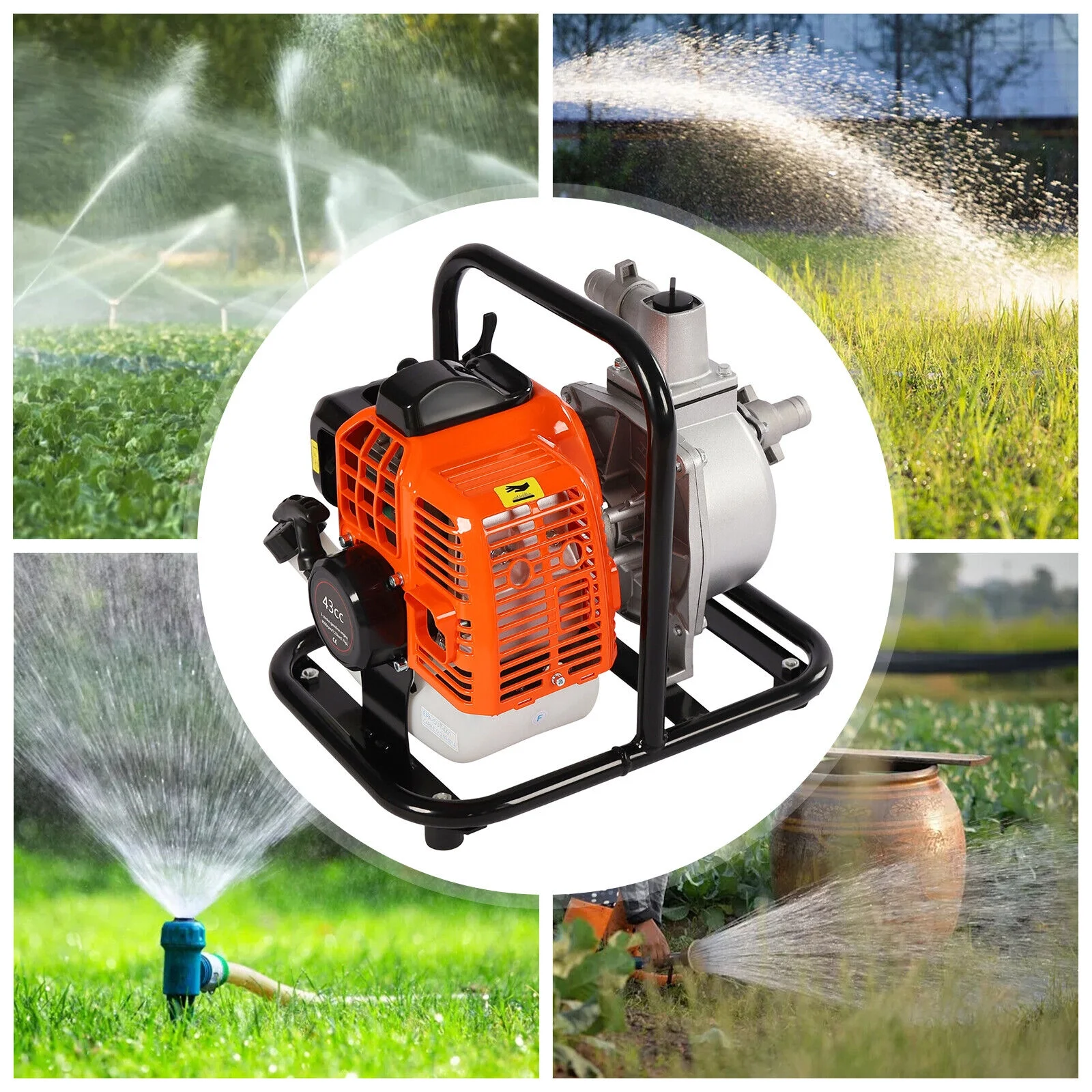 2-Stroke Gas-Powered Water Transfer Pump Irrigation Pump 135L/min 43cc