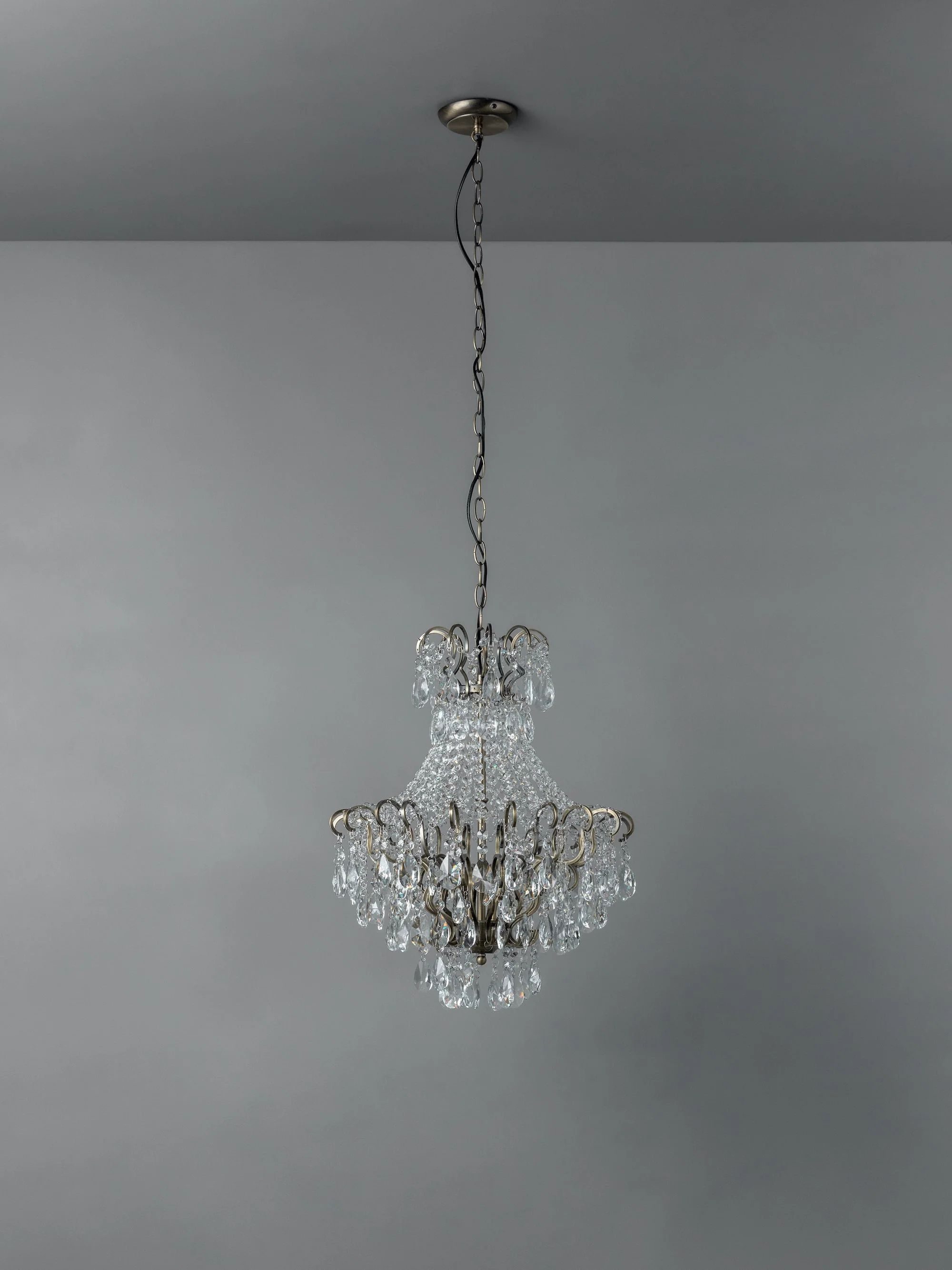 Lina - 4 light antique brass crystal glass chandelier