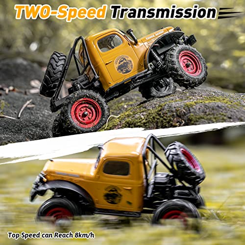 FMS RC Crwaler 1/24 Scale FCX24 Power Wagon RTR V2 4WD 2.4GHz 3CH Offroad RC Car Model Vehicle Hobby Grade Remote Control Car(Yellow)