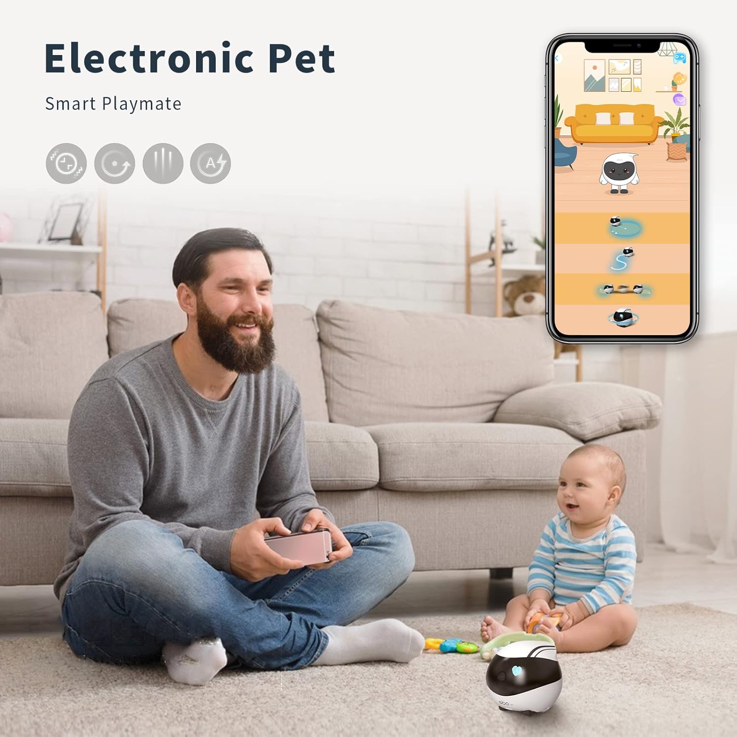 Enabot Security Monitor Home Robot Pet Camera, 2 Way Audio AI Tracking Monitors with E-Pet, Wireless Self-Charging Night Vision Companion for Elderly Pet Kid, 32GB SD Card APP Remote Control