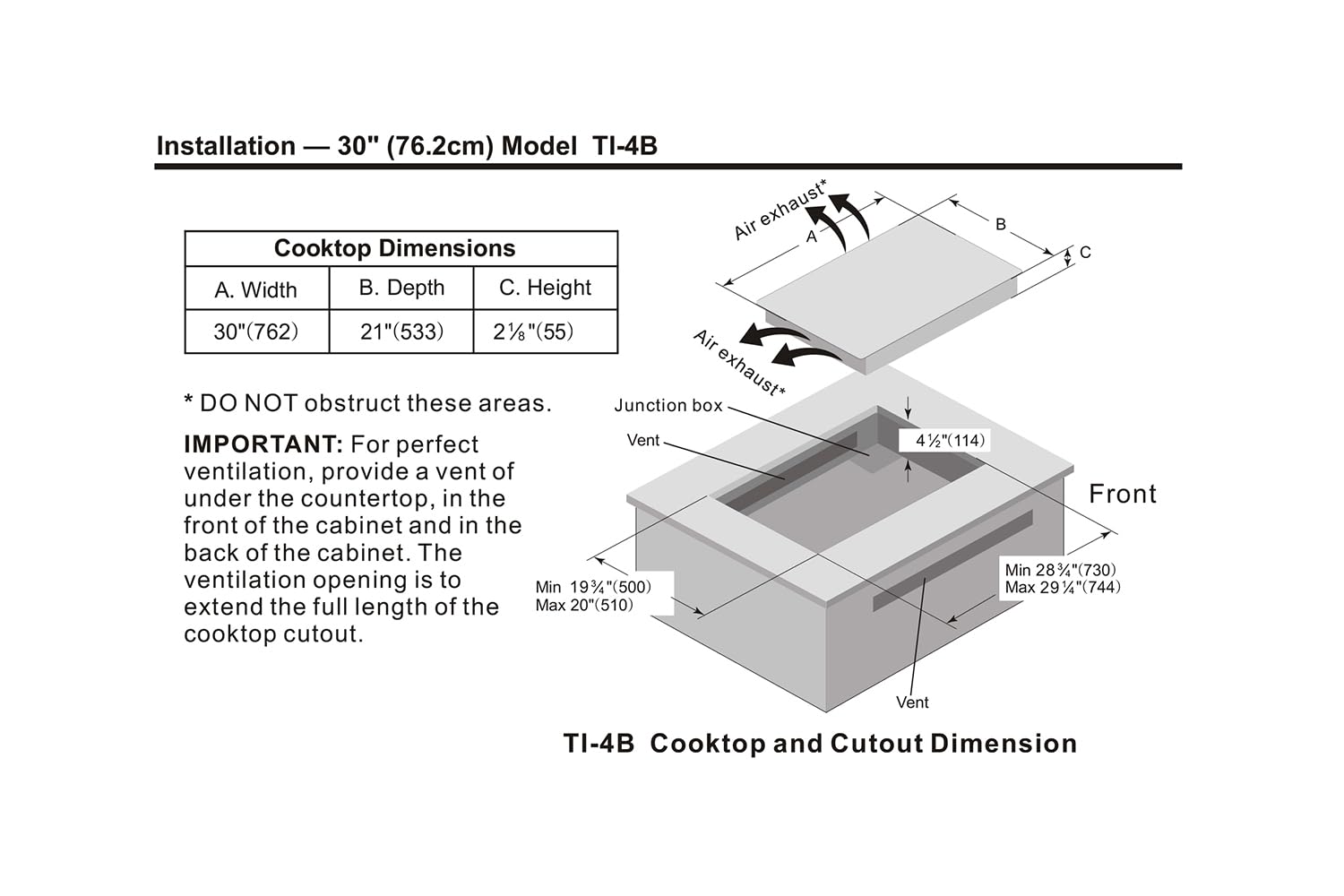 TI4B 4 Burner Cooktop, Black