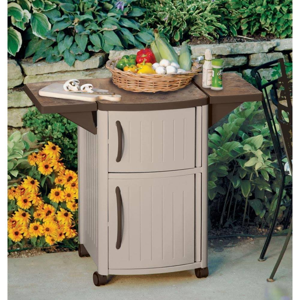 Suncast DCP2000 Outdoor Prep Station Cart, Taupe