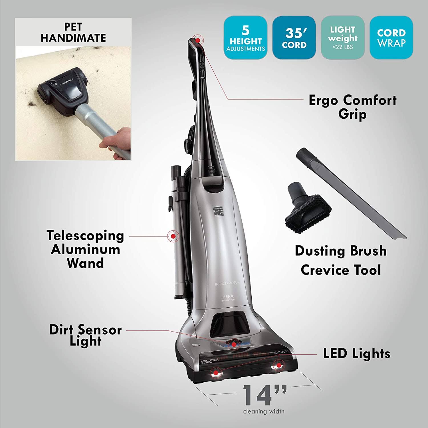 Kenmore Elite 31150 Pet Friendly Bagged Upright Vacuum w/Pet Handi-Mate Silver