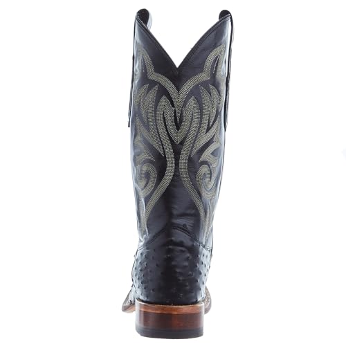 Justin Men's Exotic Full Quill Ostrich Western Boot Broad Square Toe - 8070