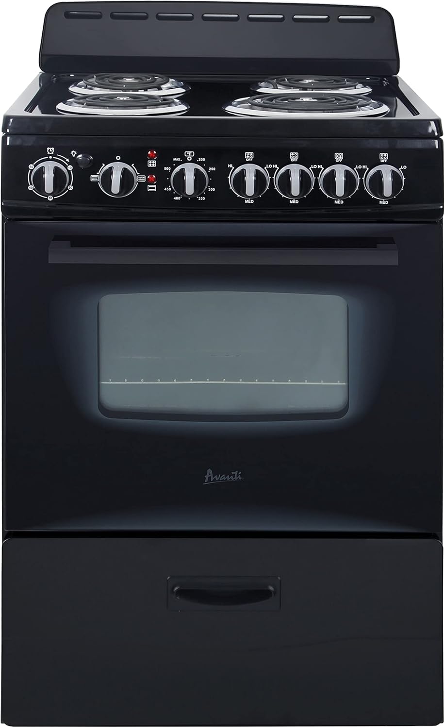 Avanti ERU240P1B ERU240 24" Electric Range Oven with Framed Glass Door, in Black