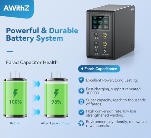 14.6 KW Capacitor Battery Spot Welder, AWithZ Spot Welder, 2-in-1 Automatic & Foot Pedal Two Modes Battery Farad Welding Equipment for 18650/LiFePO4 Lithium Battery Pack Building (P20B)