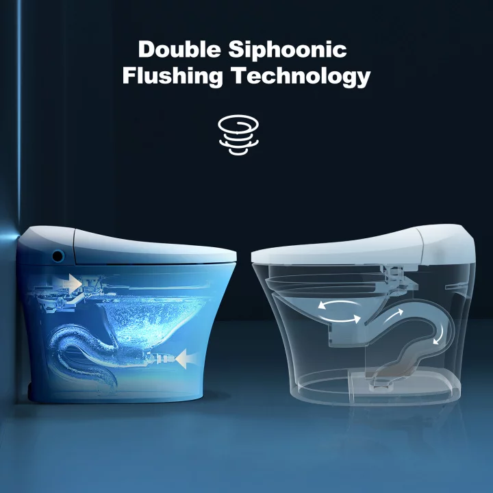 HOROW Smart Toilet, Heated Bidet with Dryer & Warm Water, Heated Seat, Auto Close Toilet Seat, Modern Tankless Toilet with Remote Control, HR-T20Y
