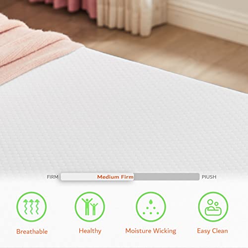 Twin Mattress, 5 Inch Cooling Gel Memory Foam Mattress in a Box with Breathable Cover Medium Firm Twin Bed Mattress for Bunk Bed, Trundle Bed, Pressure Relief, CertiPUR-US Certified