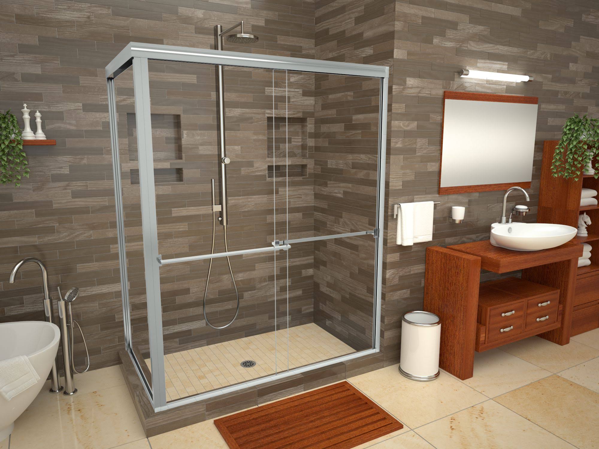Tile Redi Double Curb Shower Pan,Center Drain 3448CDL-PVC,