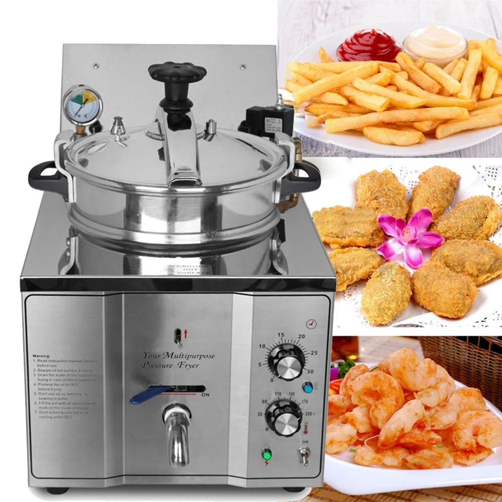 INTBUYING 16L Electric High Pressure Fried Chicken Stove Stainless Steel