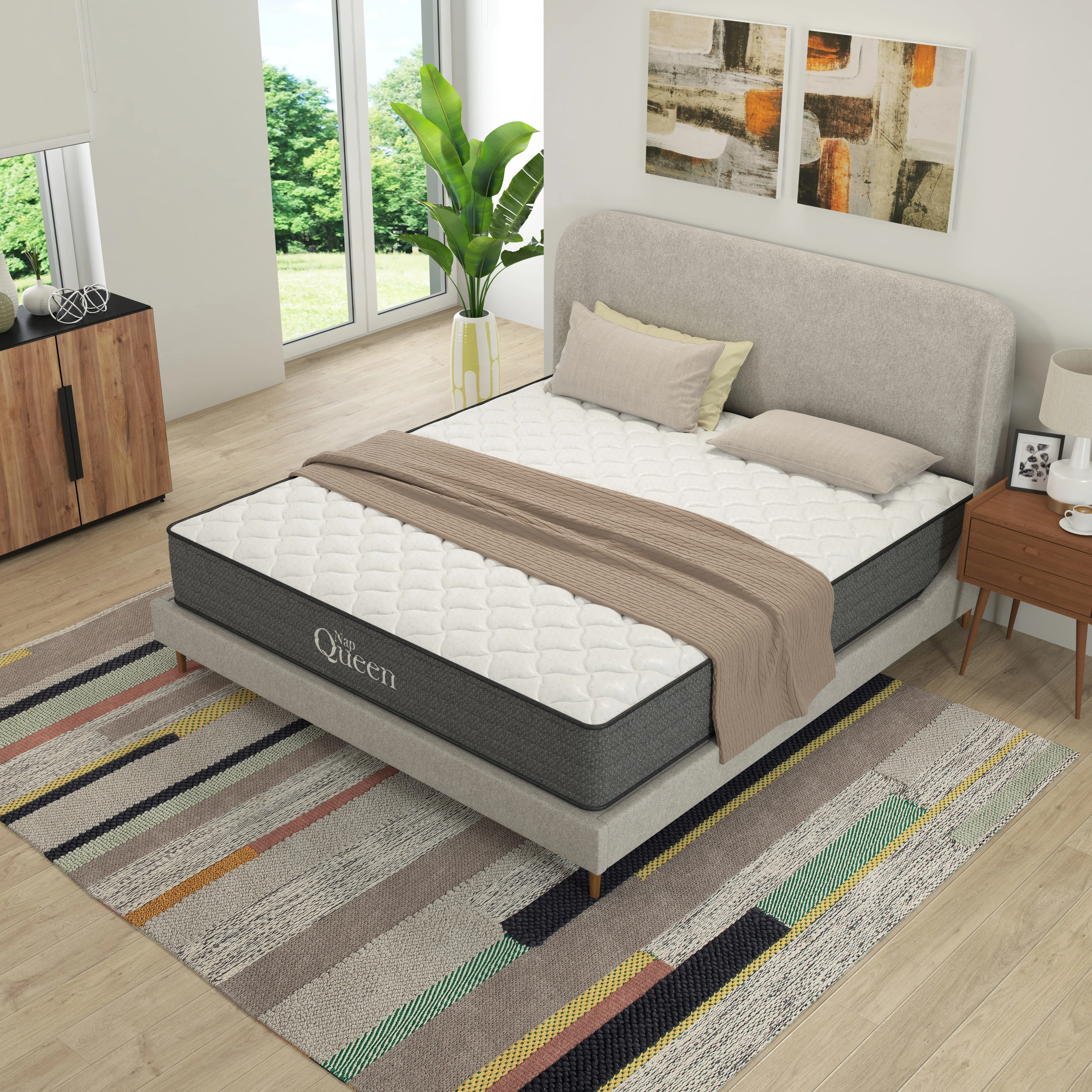 NapQueen Victoria 12" Medium Firm, Hybrid of Cooling Gel Infused Memory Foam and Pocket Spring Mattress, Queen Size