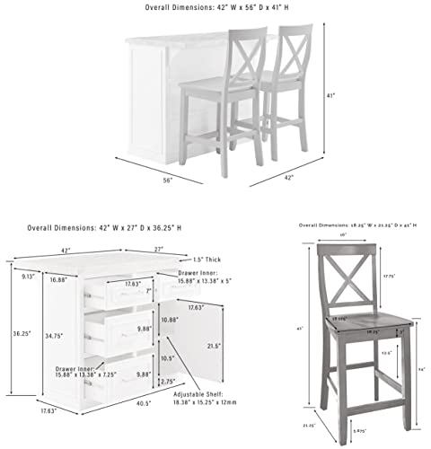 Crosley Furniture Cutler Kitchen Island with Faux Marble Top, White