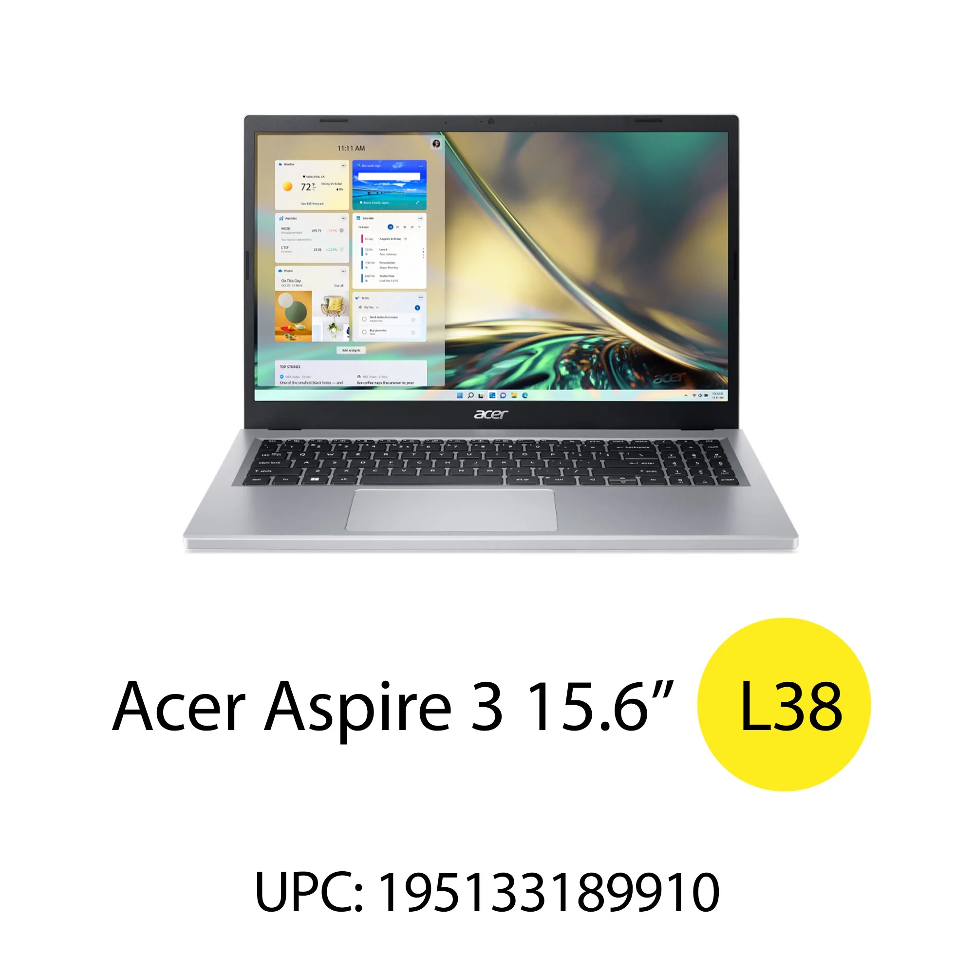 Acer Aspire 3, 15.6" FHD, Intel Core i3-N305 UHD Graphics, 8GB LPDDR5, 128GB UFS, Windows 11 Home in S mode, Silver, NX.KPTAA.001