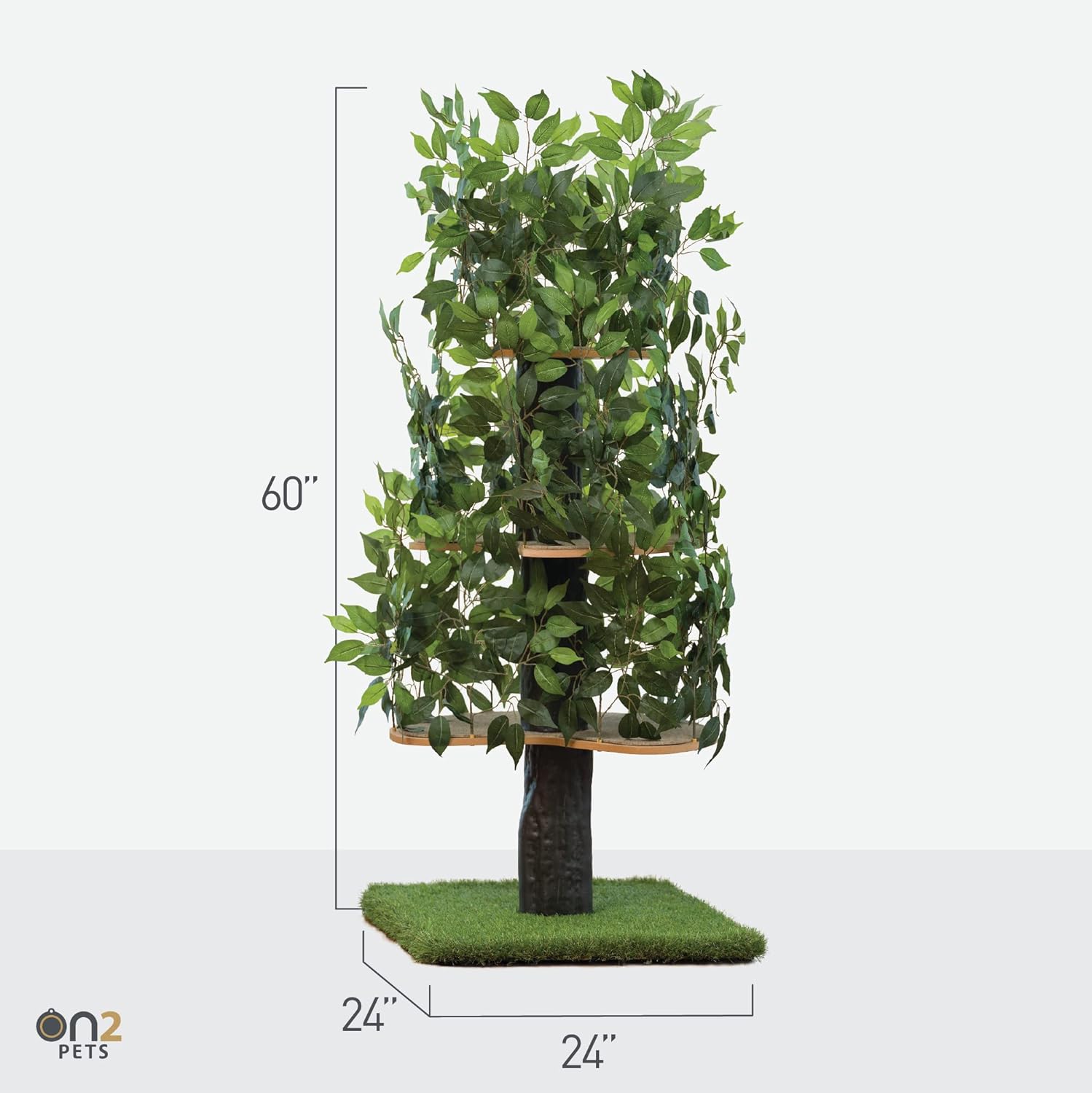 On2 Pets Cat Tree with Leaves Made in USA, Cat House & Cat Activity Tree, Multi-Level Cat Condo for Indoor Cats