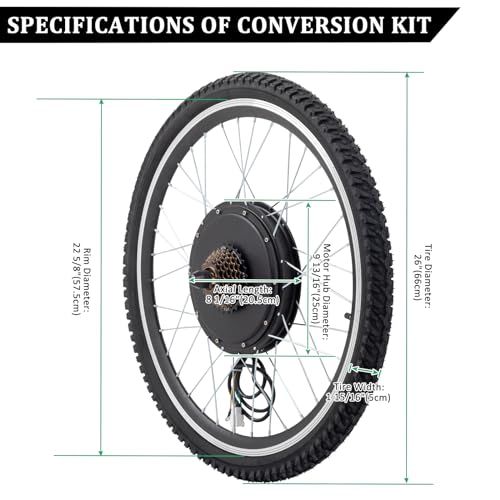 Ktaxon Electric Bike Conversion Kit, 48V 1000W Ebike Conversion Kit, 26" Front/Rear Wheel E-Bike Conversion Kits with PAS, LCD Display, Aluminum Alloy Frame and Gearless Hub Motor