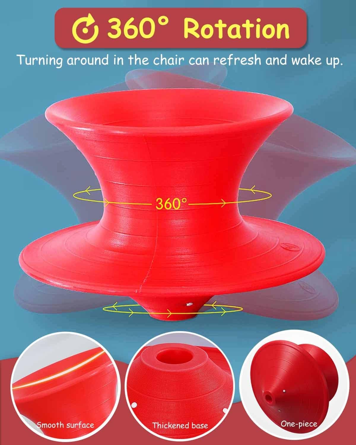 Childern Gyro Swivel Chair, 360 Degree Rotation Lounge Chair, Tumbler Gyro Spinning Chair, Red Spin Sensory Chair for Boys & Girls Ages 2 to 5
