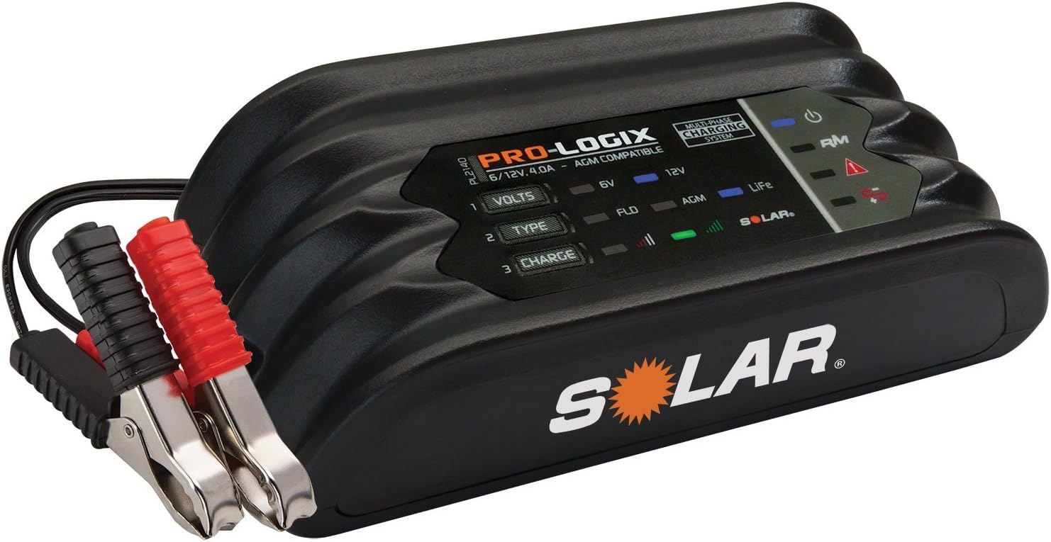Clore Automotive PL2140, 4-Amp Fully-Automatic Smart Charger, 6V and 12V Battery Charger, Battery Maintainer, and Battery Desulfator with Temperature Compensation, Gray Pack of 2