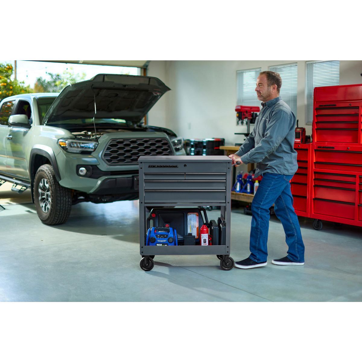 U.S. GENERAL 30 in., 4-Drawer Tech Cart, Red