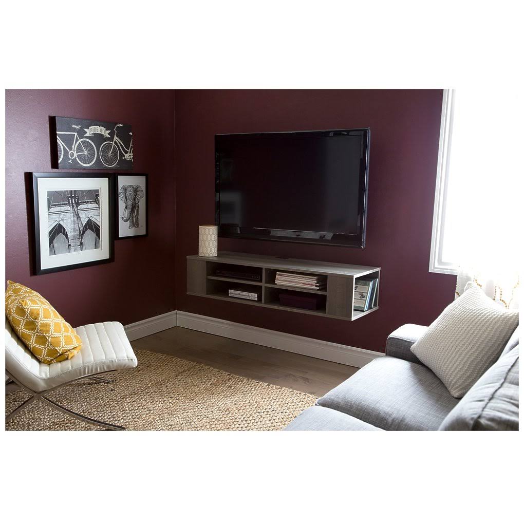 South Shore City Life 48&& Wide Wall Mounted Media Console, Gray Maple