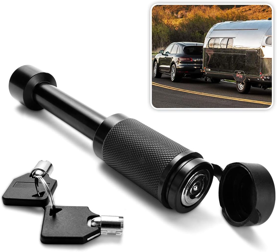 Zone Tech Trailer Hitch Receiver Lock - Premium Quality Anti-Theft 5/8 Pin for Class III IV 2 and 2-1/2 Receiver with Rubber Cap - Durable Metal Weatherproof Receiver-for Tow Trailer, Car, Boat
