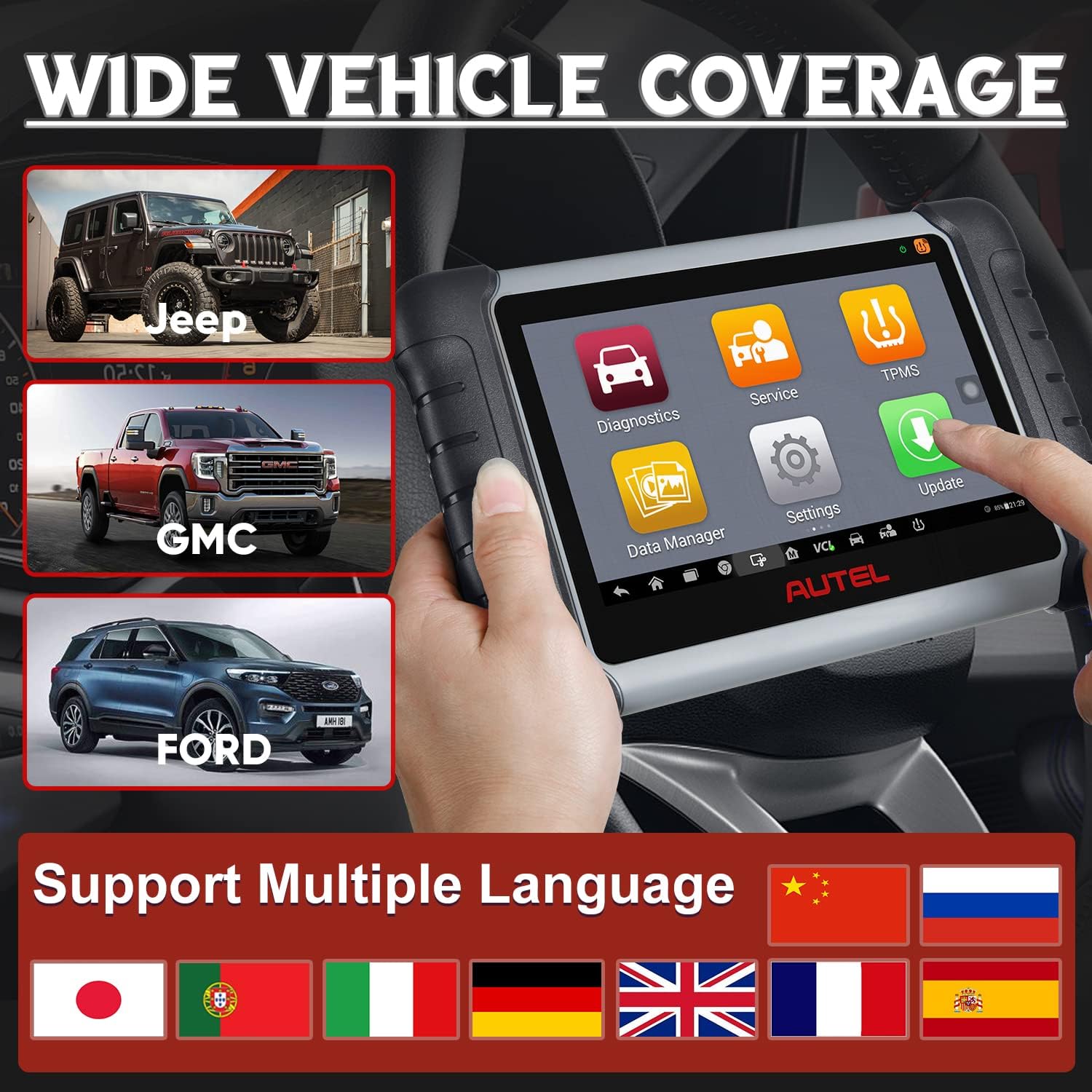 Autel MaxiCOM MK808TS Pro Diagnostic Scan Tool, 2022 Newest Combination of MK808TS + 4PCS Autel MX-Sensor (Value $128), Upgraded of MK808BT/ MX808/ MK808/ TS608/ MX808TS, Complete TPMS, 28+ Service
