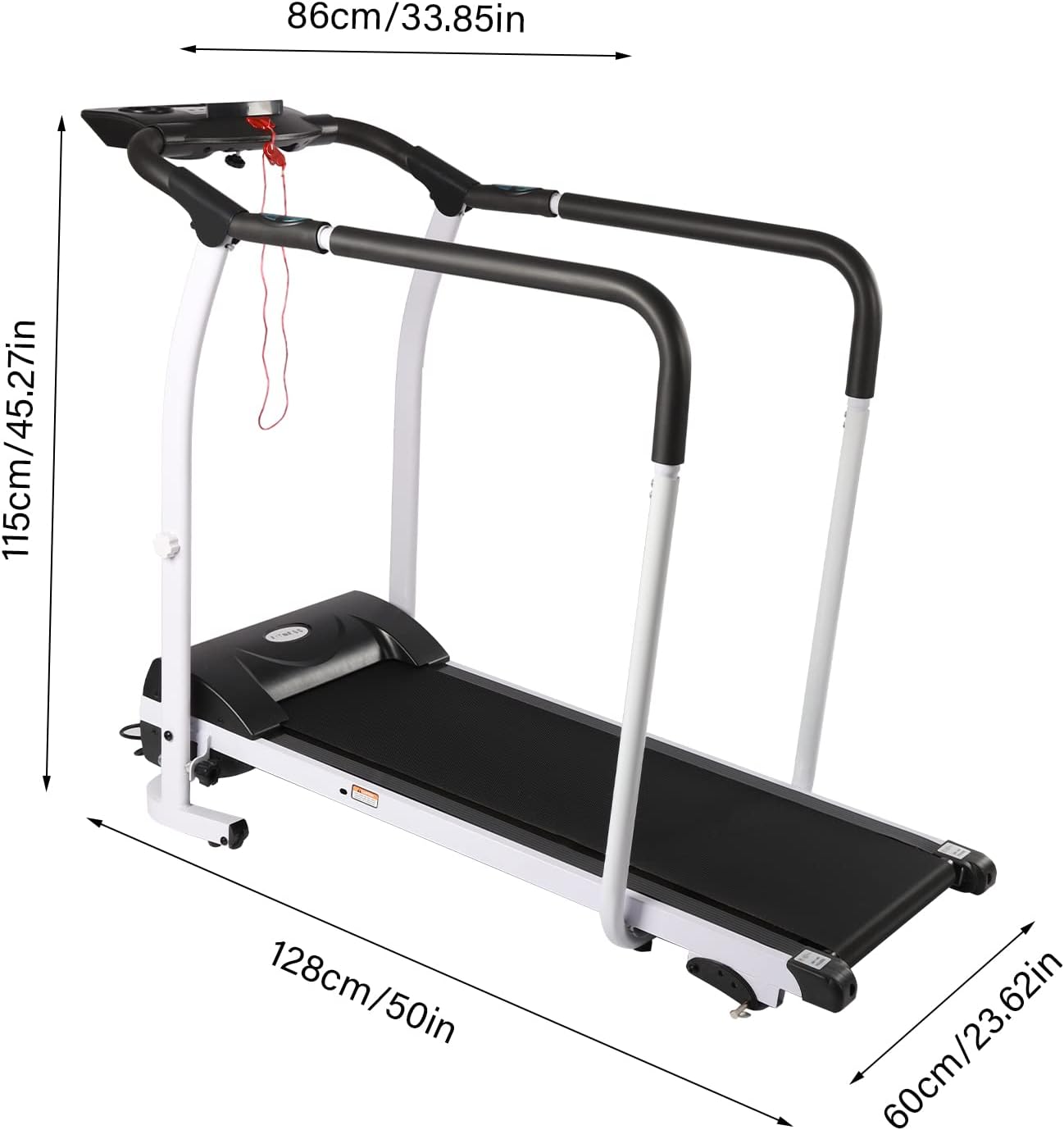 Treadmills for Seniors Recovery Fitness Exercise Machine LCD Blue Backlit Screen Walking Treadmill with Full Length Handrails &Heart Rate Sensor home treadmill walking for Home Gym Office